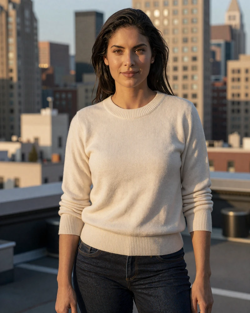 Verified woman orthopedic surgeon on MedMatch Dating on a Manhattan rooftop at golden hour