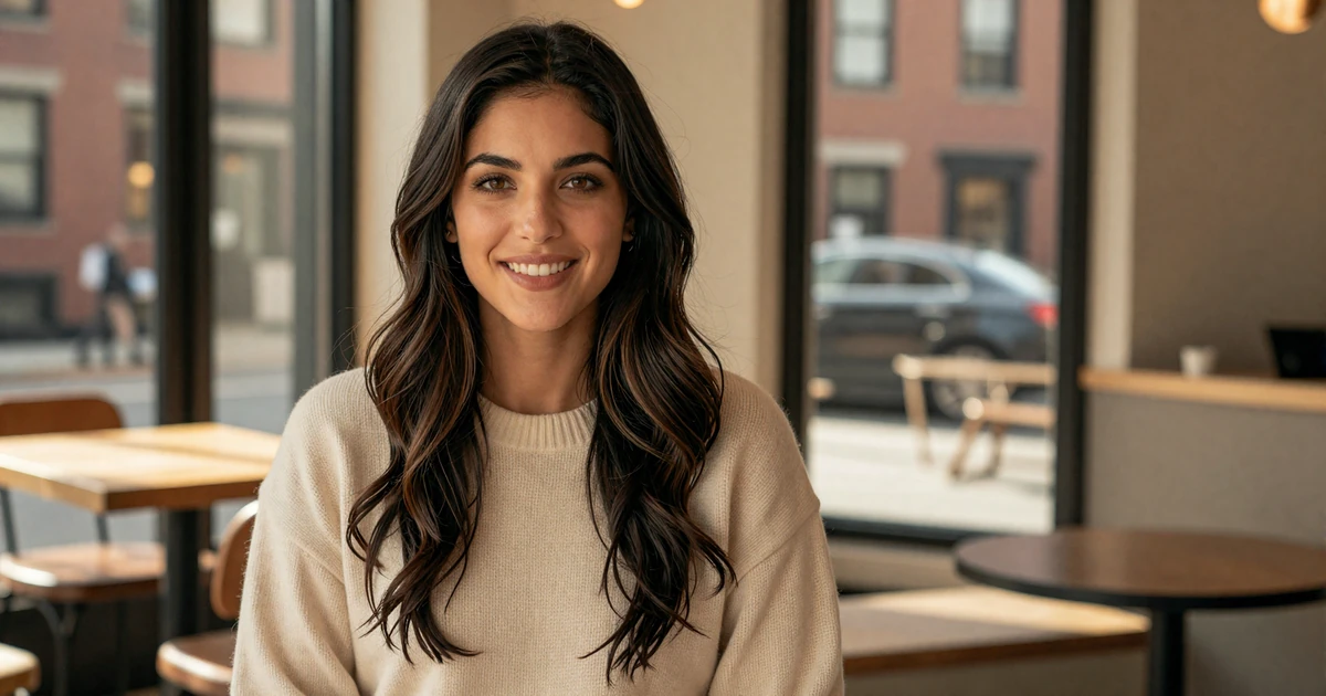 Verified woman pediatrician on MedMatch Dating photographed in a sunlit Boston café