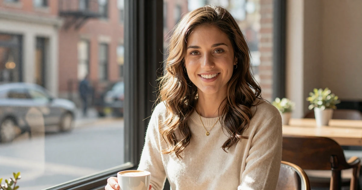 Verified woman OB/GYN on MedMatch Dating at a Brooklyn cafe in morning light
